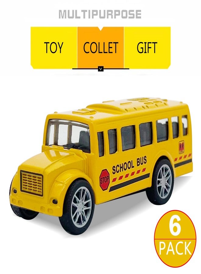 weilaga 6 Pack 3.5" Pull Back Yellow Small Size School Bus Playset,Durable Die-cast Metal Toy Vehicles,Party Favors,Best Birthday Gift for Boys Girls Kids Toddlers - Image 5